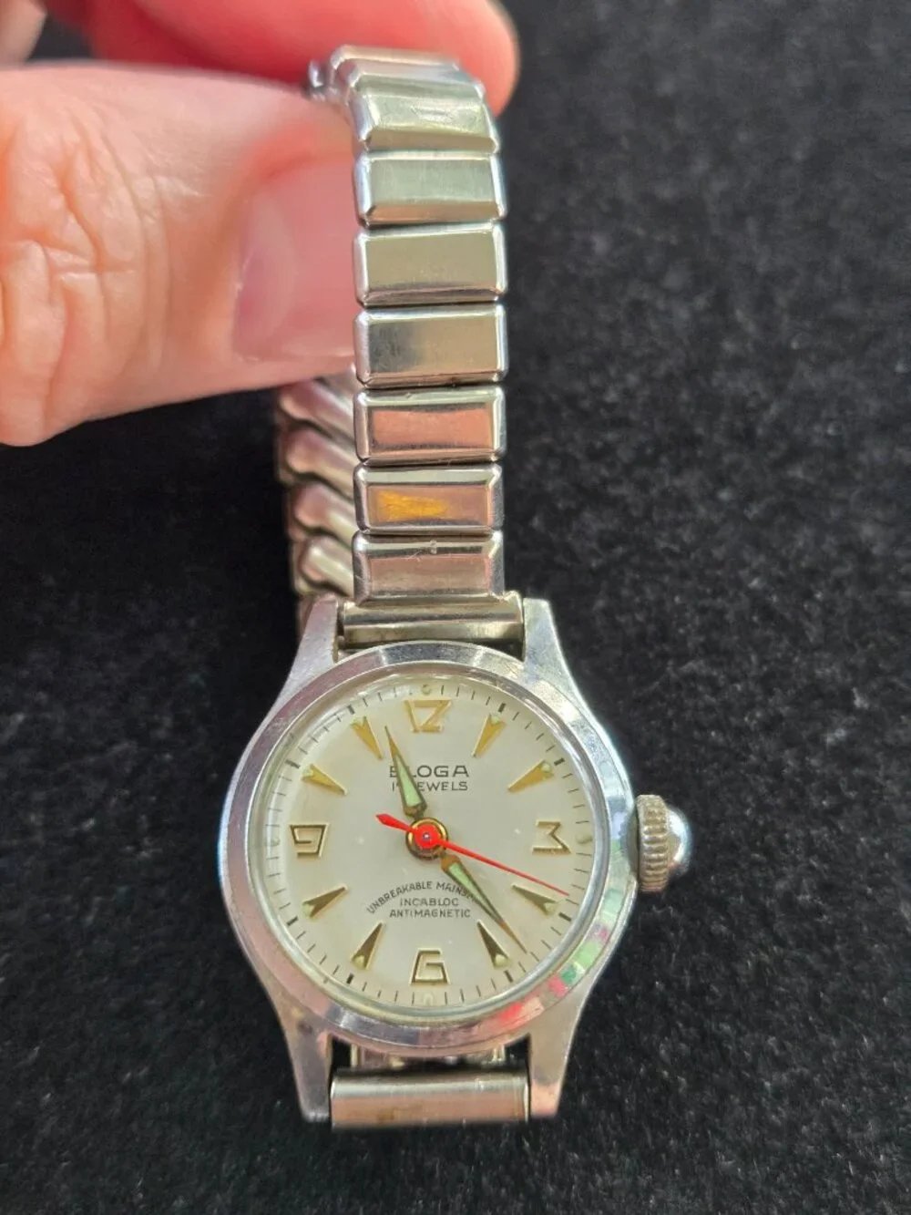 Vintage Eloga Watch 17 Jewels Incabloc Antimagnetic Unbreakable Mainspring